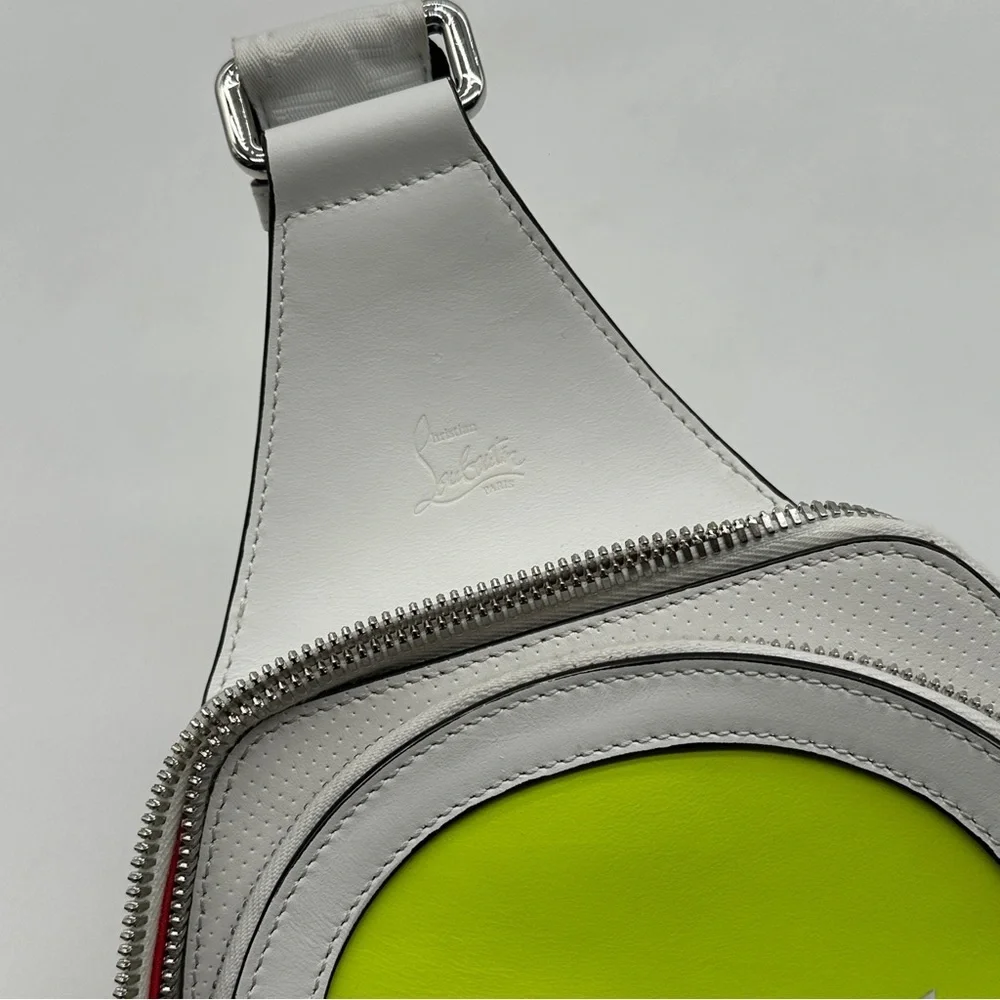 Men Christian Louboutin Loubifunk Bag Lime Green/White Mint Condition unisex